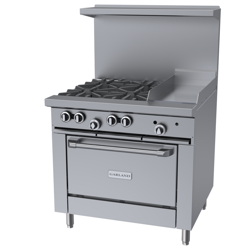 Garland G Starfire 36" Range with 4 Burners, 12" Griddle & Standard Oven Natural Gas 188,000 BTU