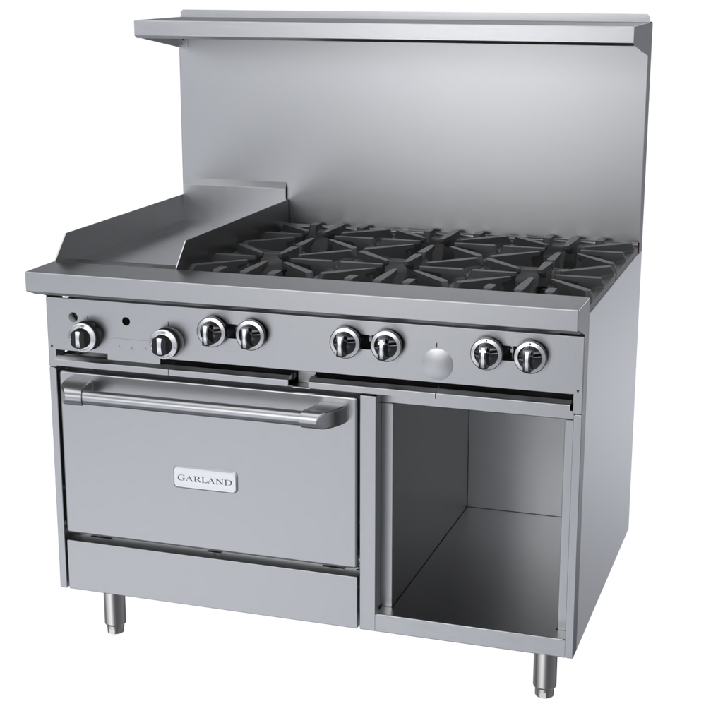 Garland 48" Range 6 Burner, 12" Griddle, One Oven & Storage Base, 254,000 BTU