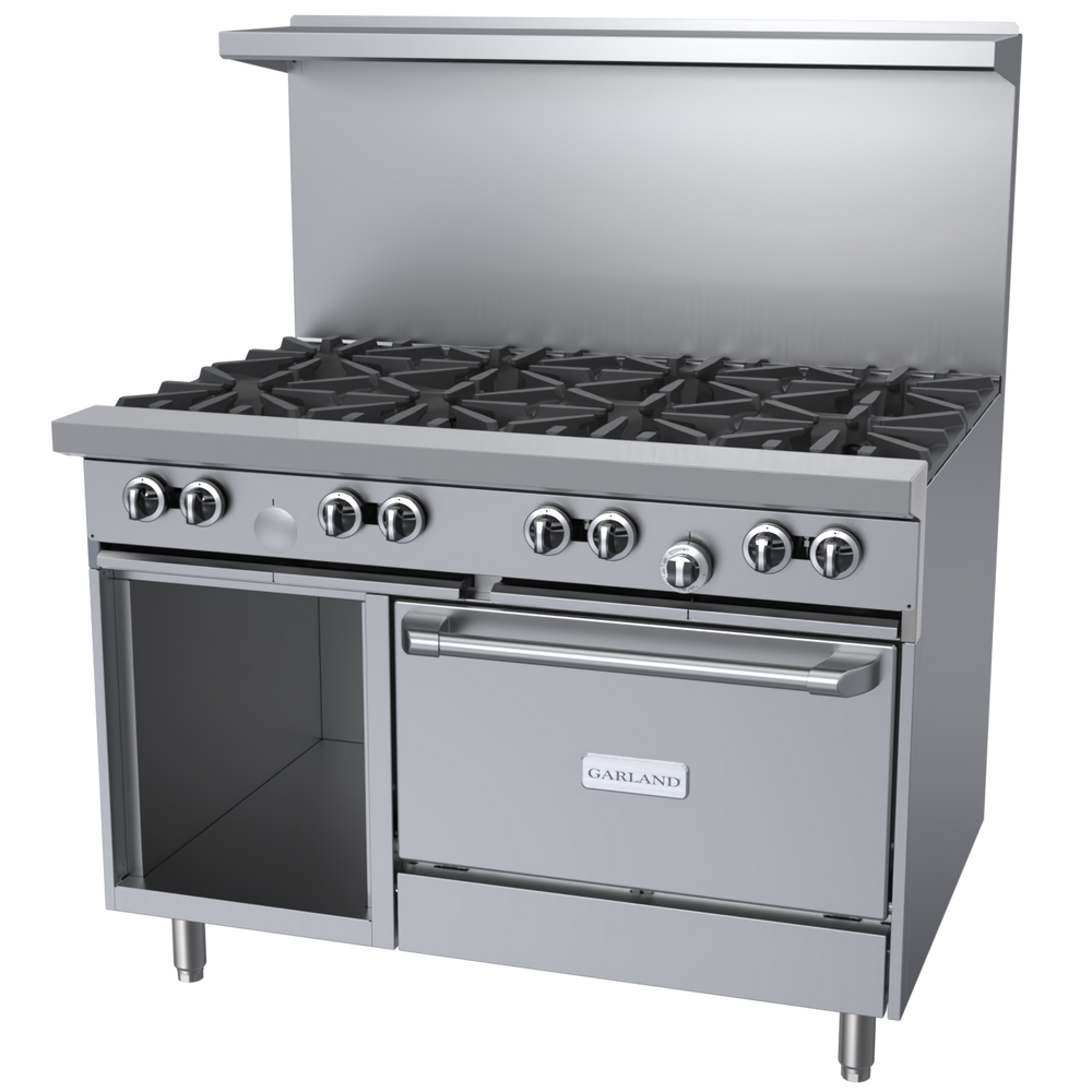 Garland G Starfire 48" Range 8 Burner, 1 Standard Oven & 1 Storage Base Natural Gas 302,000 BTU