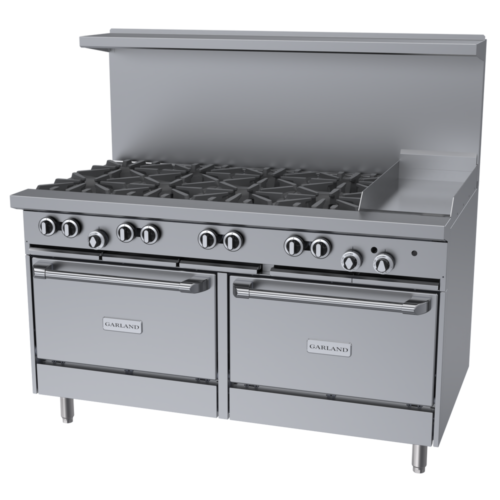 Garland G Starfire 60" Range with 8 Burners, 12" Griddle & 2 Standard Ovens Natural Gas 358,000 BTU