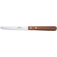 Winco 4.5" Rounded Tip Steak Knife, Wooden Handle