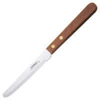 Winco 4.5" Rounded Tip Steak Knife, Wooden Handle