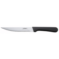 Winco 5" Pointed Tip Steak Knife, Black Handle, 24 /Case