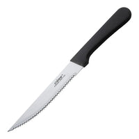 Winco 5" Pointed Tip Steak Knife, Black Handle, 24 /Case