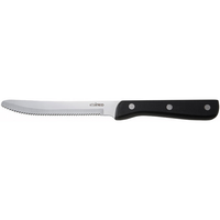 Winco 5" Rounded Tip Steak Knife, Black Handle