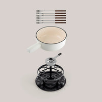 Swissmar Lugano 9-Piece Cast Iron Fondue Set, Matte White