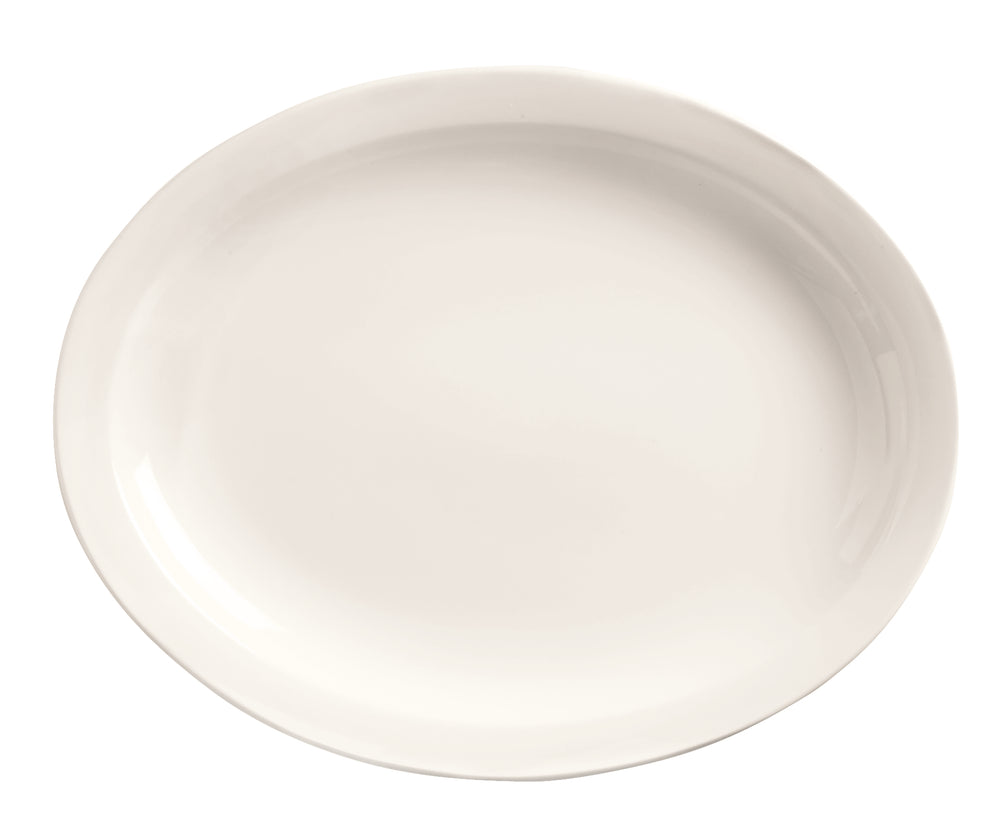 Libbey Porcelana 13.1" x 10" Oval Narrow Rim Platter, White 12 /Case