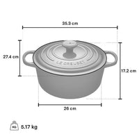Le Creuset Round Dutch Oven 5.3L White with Stainless Steel Knob