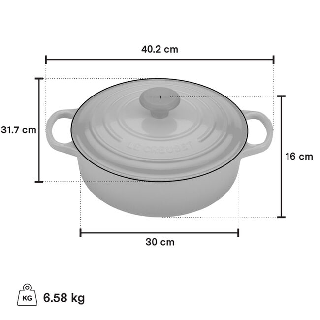 Le Creuset 6.2 Litre Shallow Round Dutch Oven - Meringue