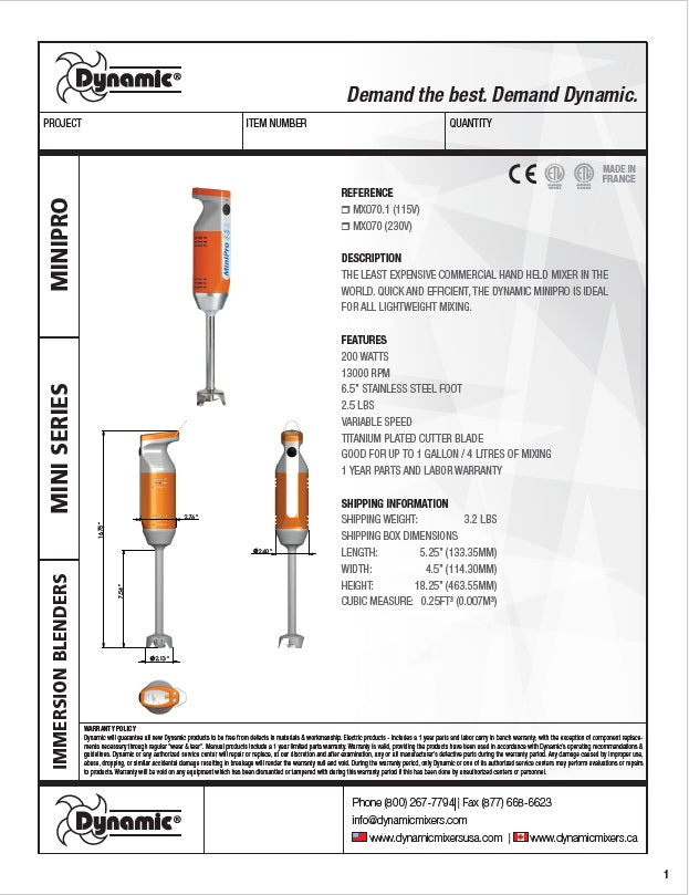 Spec Sheet