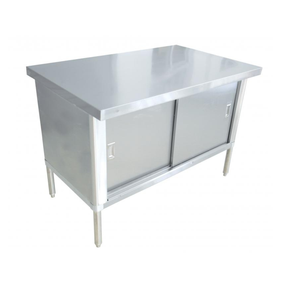 Nella 30" x 60" Stainless Steel Worktable Cabinet with Sliding Doors