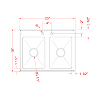 Nella Two Tub Drop in Sink 10" x 14" x 10" with Flat Top