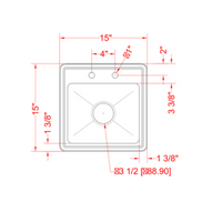 Nella One Tub Drop in Sink 12.5" x 10.25" x 5.5" with Self-Rimmed Edge