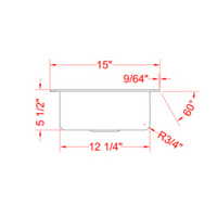 Nella One Tub Drop in Sink 12.5" x 10.25" x 5.5" with Self-Rimmed Edge