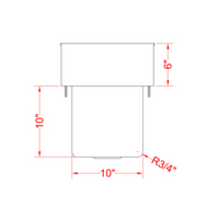 Nella One Tub Drop In Sink 10" x 14" x 10" with 6" Left-Back-Right Splash