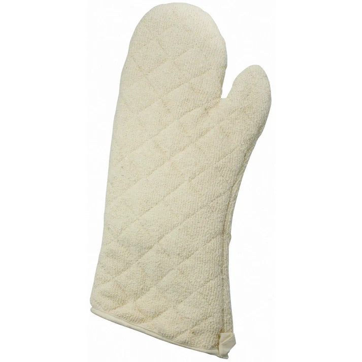Winco 17" Terry Cloth Oven Mitt with Silicone Lining, White