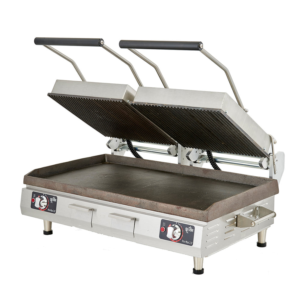 Star PSC28IGT Pro-Max 2.0 28" x 14" Panini Grill with Grooved Top & Smooth Bottom Grill Plates