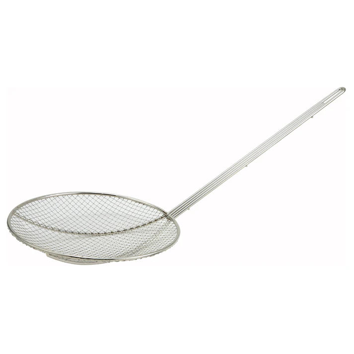 Winco 7" Round Coarse Mesh Skimmer, 13" Handle