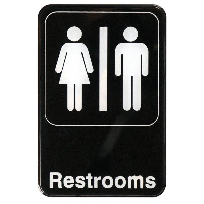 Winco Restroom Sign, 6" x 9"