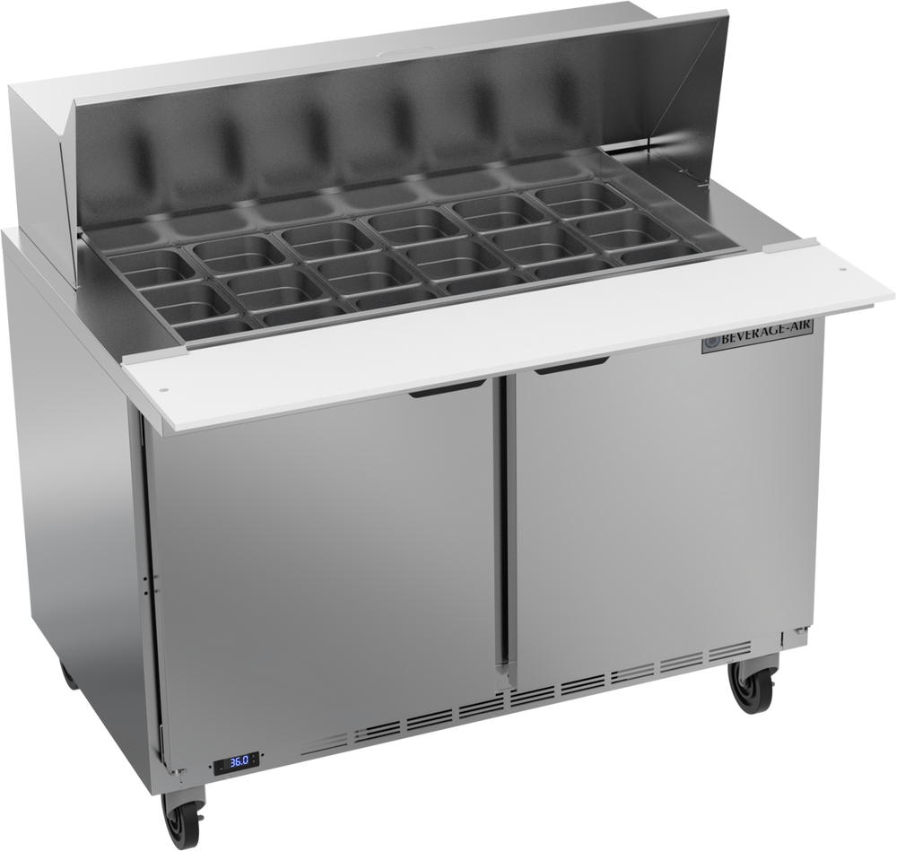 Beverage-Air 48" Sandwich / Salad 18 Pan Refrigerated Megatop Prep Table, 2 Doors