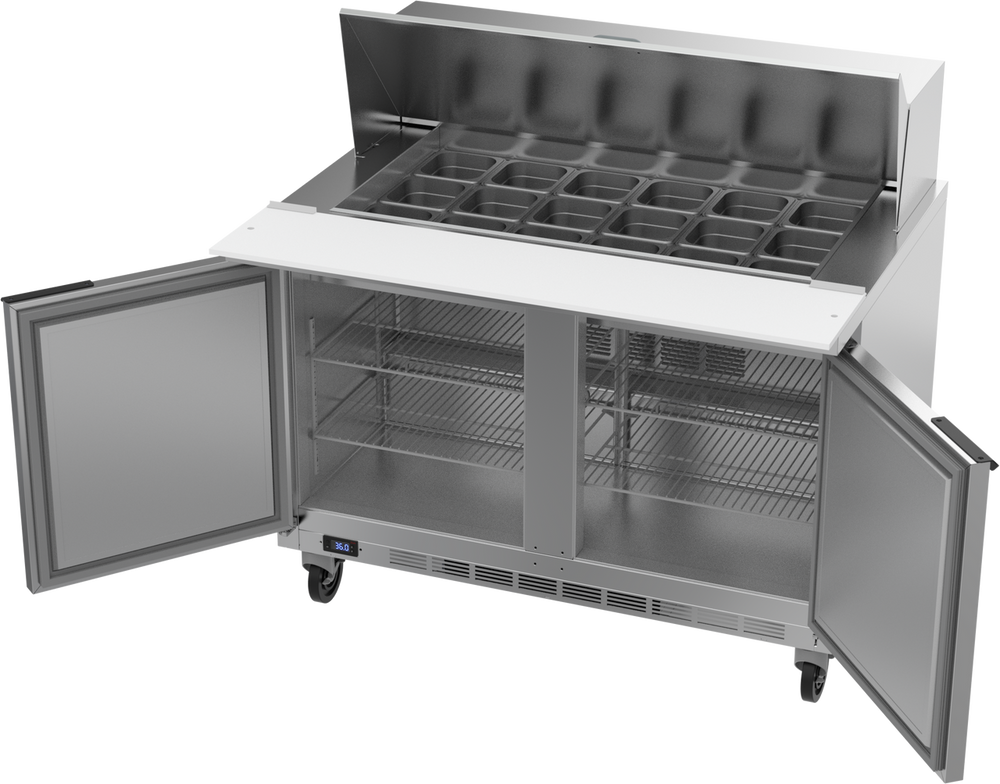 Beverage-Air 48" Sandwich / Salad 18 Pan Refrigerated Megatop Prep Table, 2 Doors