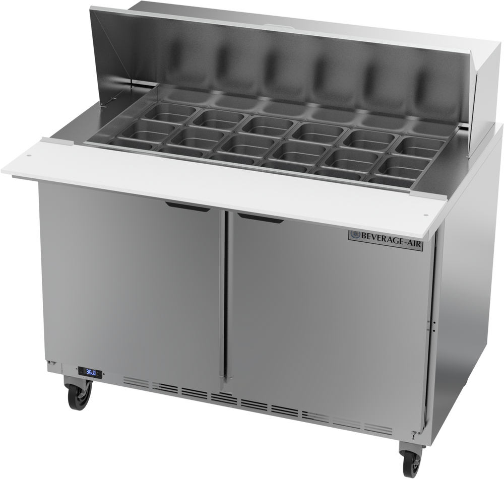 Beverage-Air 48" Sandwich / Salad 18 Pan Refrigerated Megatop Prep Table, 2 Doors