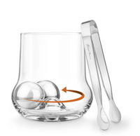 Final Touch 15 Oz RockRoller Glass with Tongs & Two Stainless Steel Chilling Balls