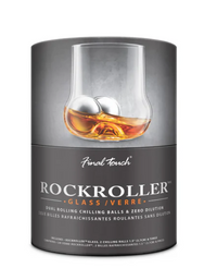 Final Touch 15 Oz RockRoller Glass with Tongs & Two Stainless Steel Chilling Balls