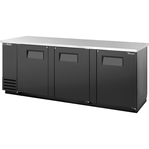 True 90" Back Bar Refrigerator with 3 Solid Doors - TBB-4PT