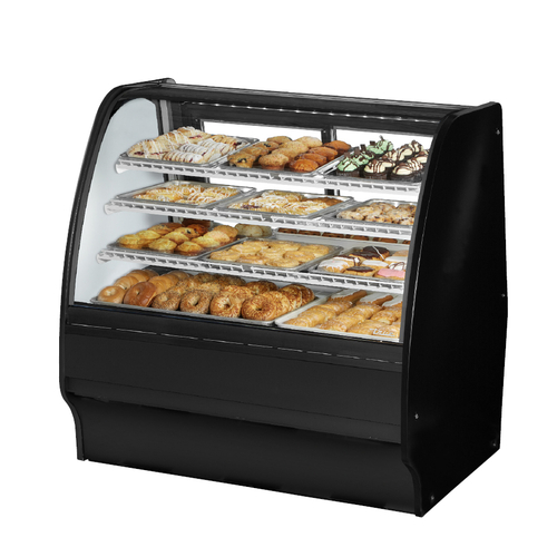 True 48" Dry Merchandising Display Case with Curved Glass, Black