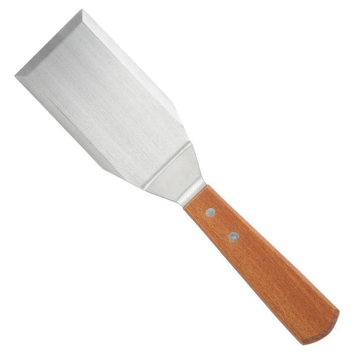 Winco Flexible Griddle Scraper & Turner 5" x 3" Blade, Wood Handle