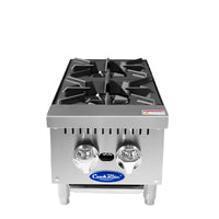 Atosa CookRite 12" Countertop 2 Burner Hotplate Natural Gas 32,000 BTU