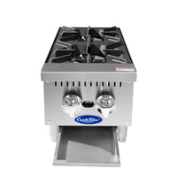 Atosa CookRite 12" Countertop 2 Burner Hotplate Natural Gas 32,000 BTU