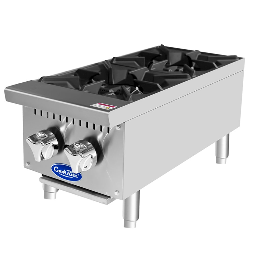 Atosa CookRite 12" Countertop 2 Burner Hotplate Natural Gas 32,000 BTU