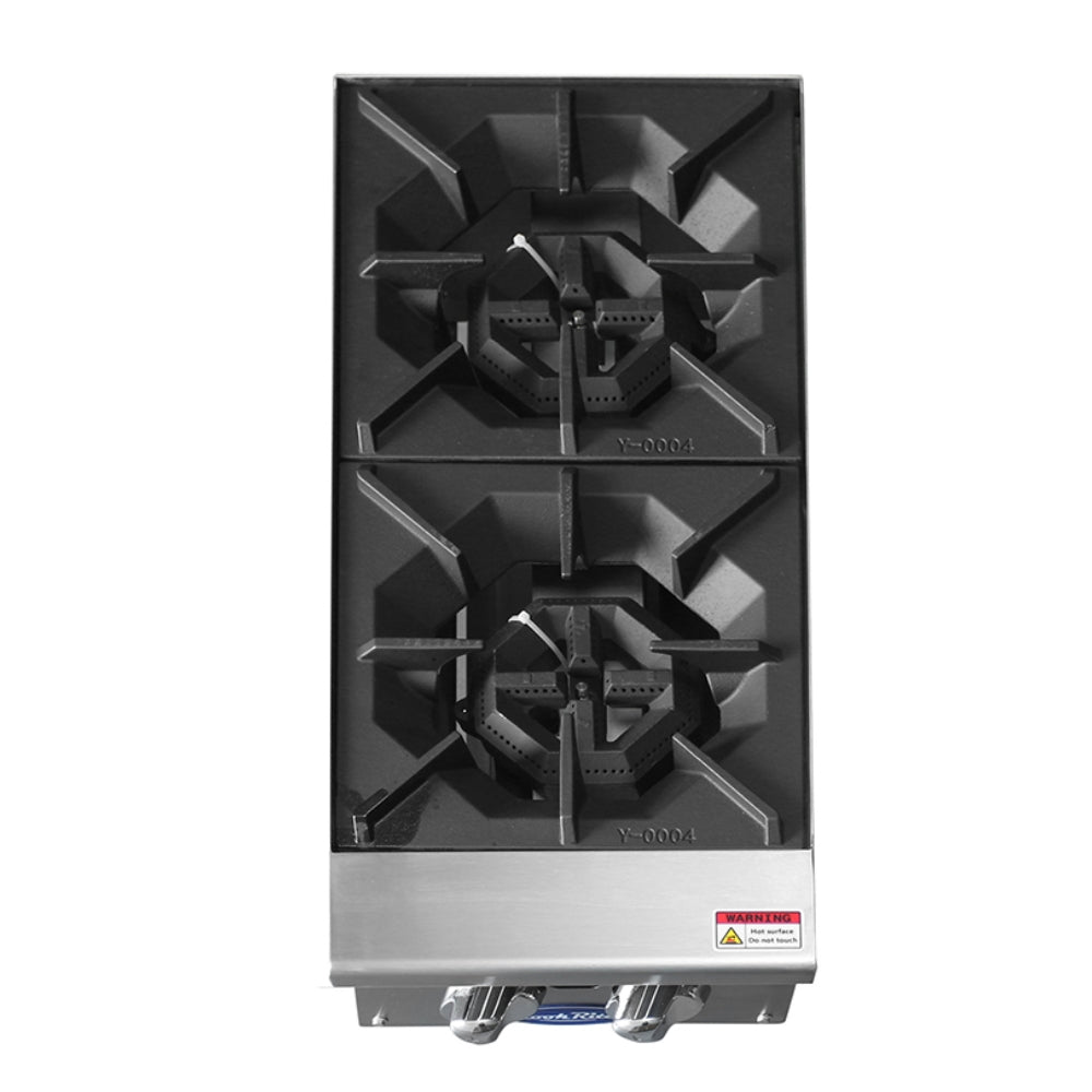 Atosa CookRite 12" Countertop 2 Burner Hotplate Natural Gas 32,000 BTU