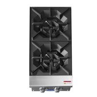 Atosa CookRite 12" Countertop 2 Burner Hotplate Natural Gas 32,000 BTU