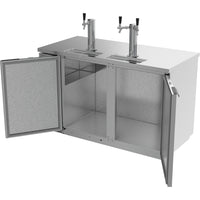 Beverage-Air 59" Direct Draw Dispenser 2 Taps & 2 Keg Capacity wit 2 Solid Doors, Stainless Steel Exterior
