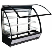 Nella 60" Refrigerated Floor Display Case with Curved Glass, Stainless Steel Exterior