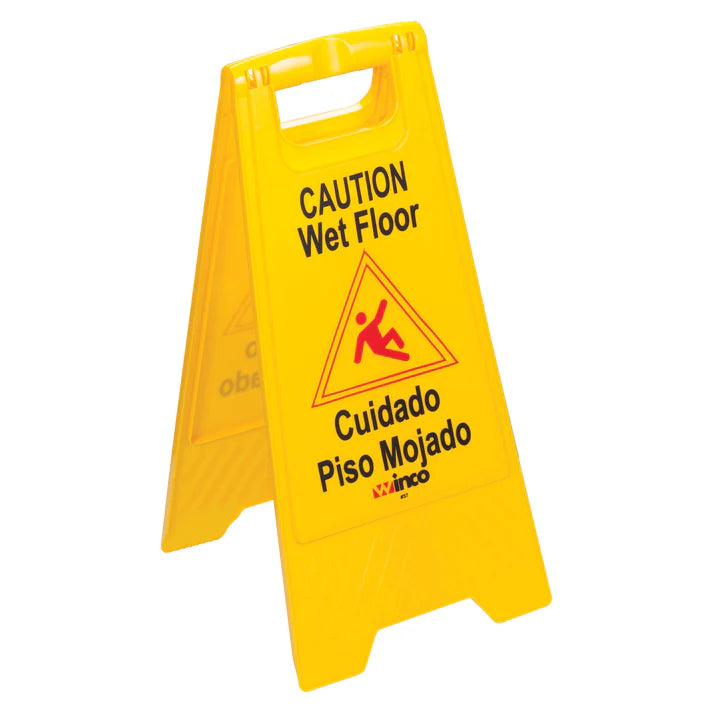 Winco Fold Out Wet Floor Caution Sign, Yellow