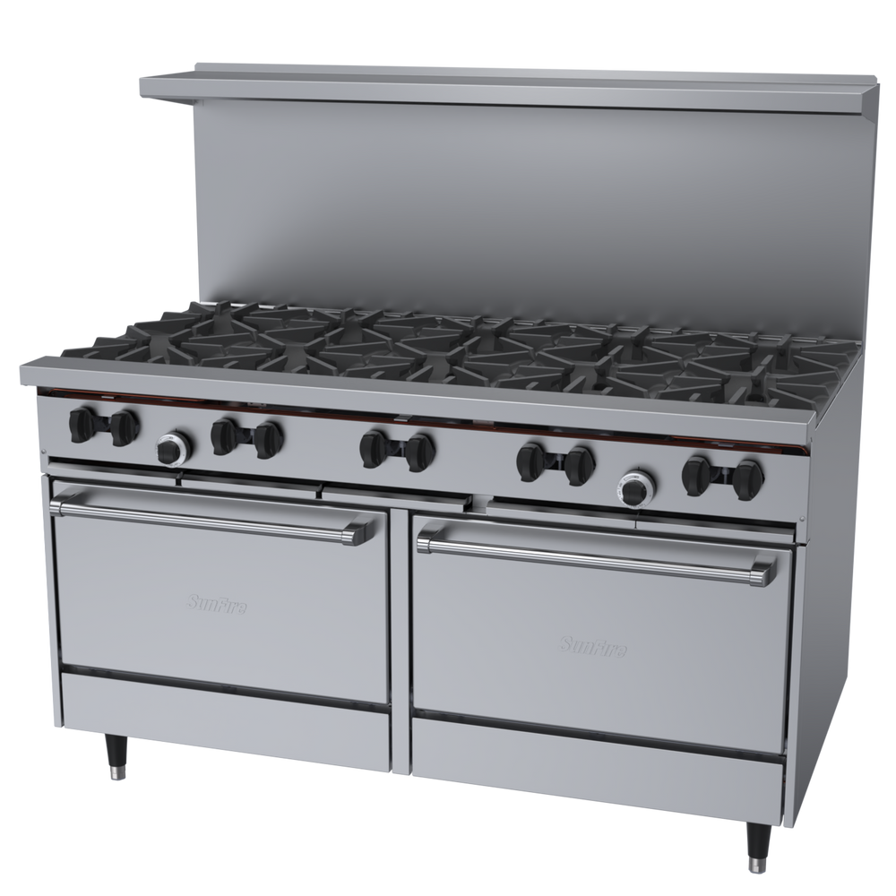 Garland SunFire 60" Range with 10 Burner & 2 Standard Ovens Natural Gas 366,000 BTU