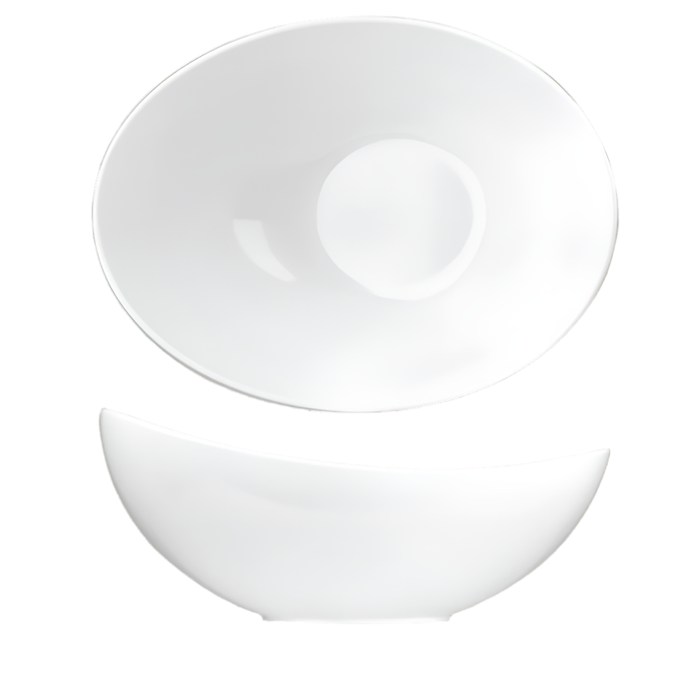 Churchill 158 Oz Moonstone Oval Bowl, White Alchemy