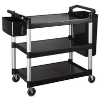 Winco Three Tier Utility Cart, Black, 40.75” x 19.5” x 37.375”