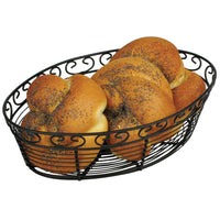 Winco 10" x 6.5" Oval Bread / Fruit Wire Basket Wire, Black - WBKG-10O
