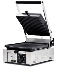 Trento Elite Series 10" x 9" Single Panini Grill with Grooved Surfaces 110V