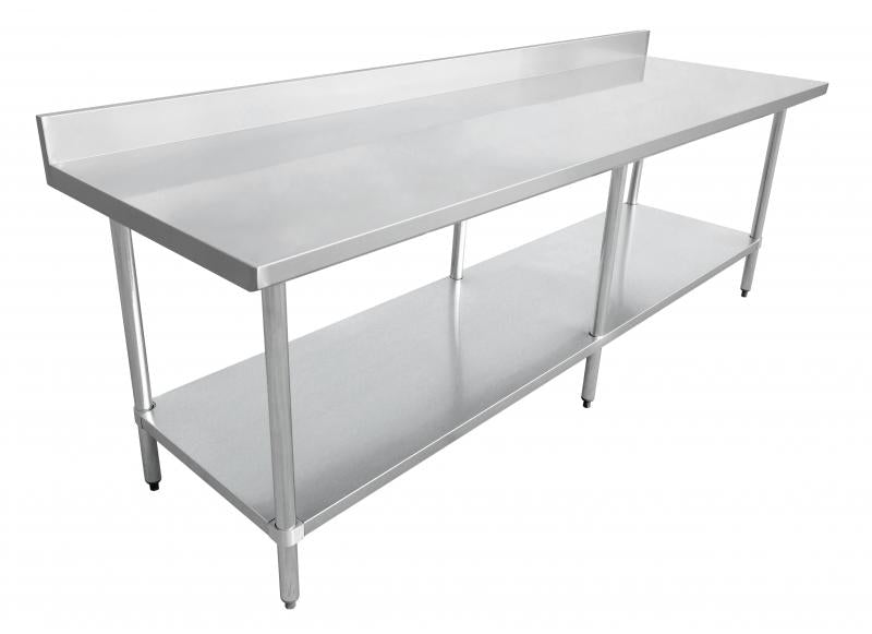 Nella 30" x 96" Stainless Steel Worktable, 4" Backsplash