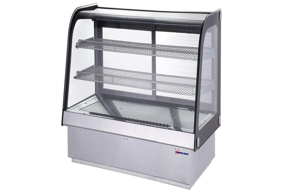 Nella 28" Refrigerated Floor Display Case with Curved Glass, Stainless Steel Exterior