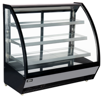 Nella 60" Refrigerated Floor Display Case with Curved Glass, Stainless Steel Exterior