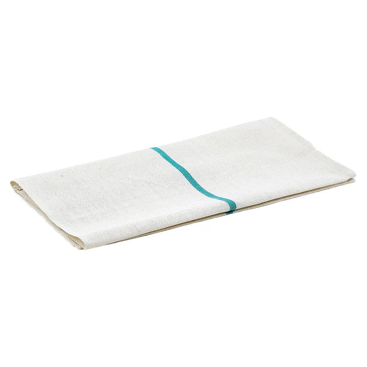Winco Cotton Herringbone Towel with Green Stripe, 20" x 26"