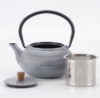 Minimal 20Oz Grey Enameled Cast Iron Tea Pot Dot Pattern