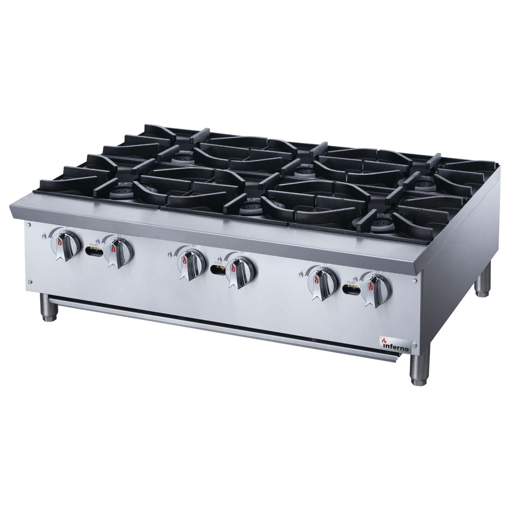 Inferno 6 Burner 36" Countertop Hotplate Natural Gas 168,000 BTU